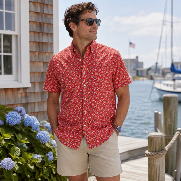 Ralph Lauren Other - Ralph Lauren Classic Fit Floral Button Down Shirt Coastal Preppy Men's XL Red